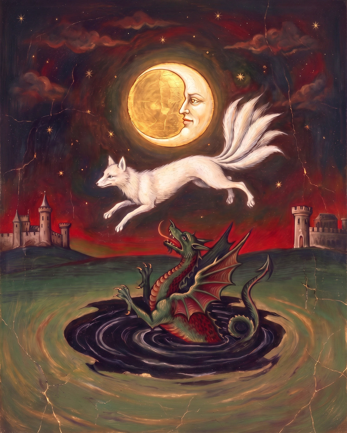 Fantezie & Mitologie – pictură în stil tarot: Luna
