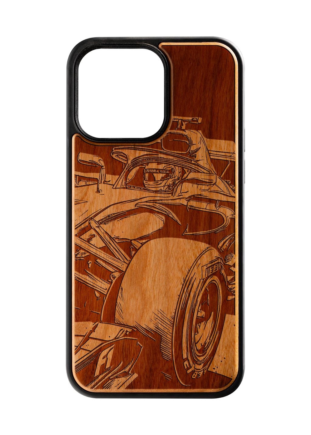 Husă iPhone 14 Pro Max din lemn gravat, model Adrenaline