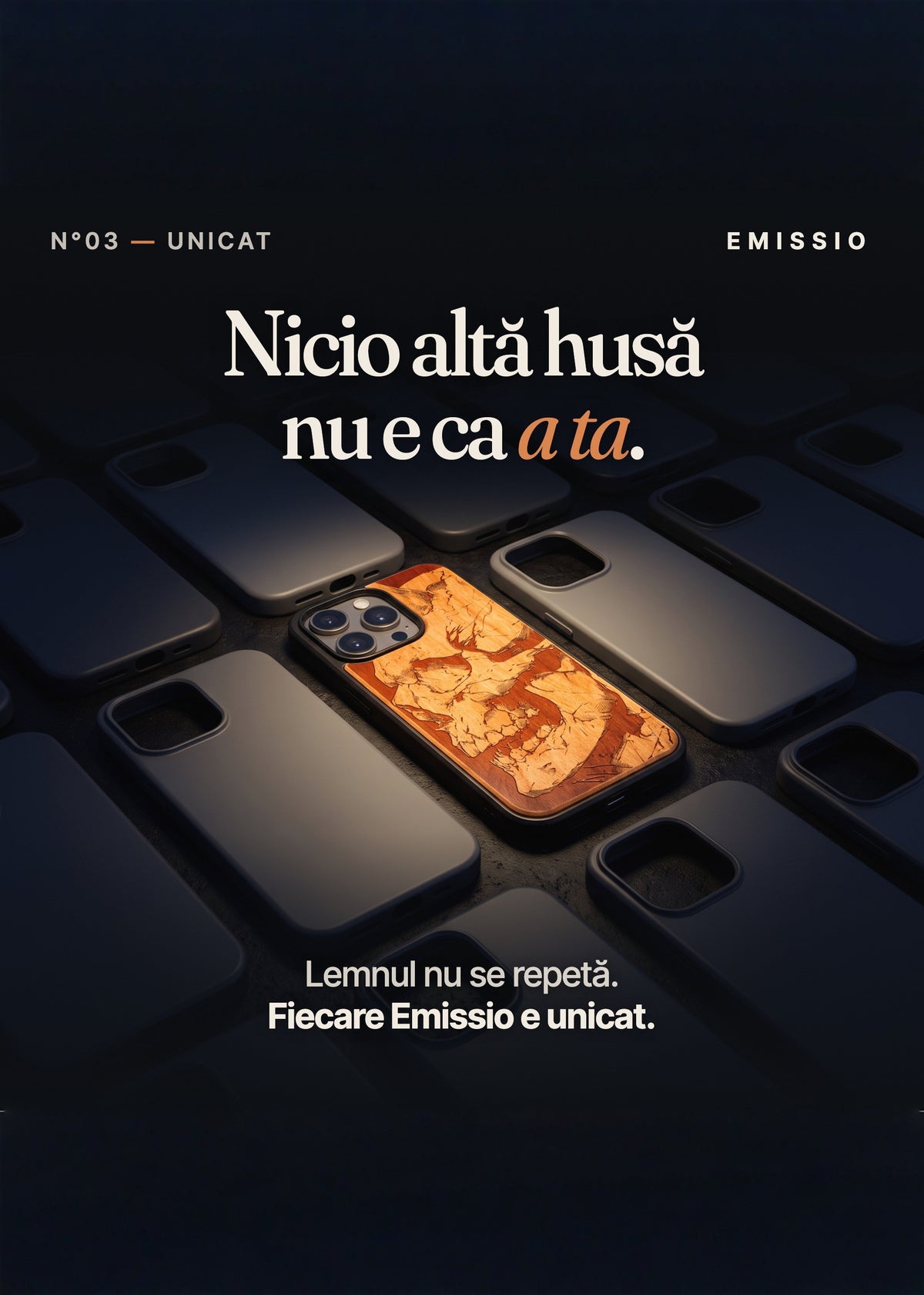 Fiecare husă Emissio e unicat – lemnul nu se repetă